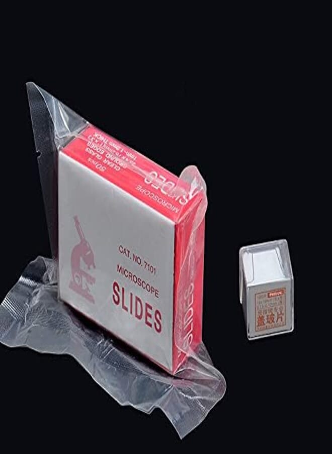 50pcs Microscope Slides and 100pcs Cover Glass for Monocular Binocular Trinocular Microscopes